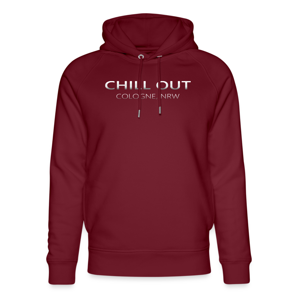 🌃 Unisex Premium Hoodie "CHILL OUT" Silver Sky - Burgunderrot