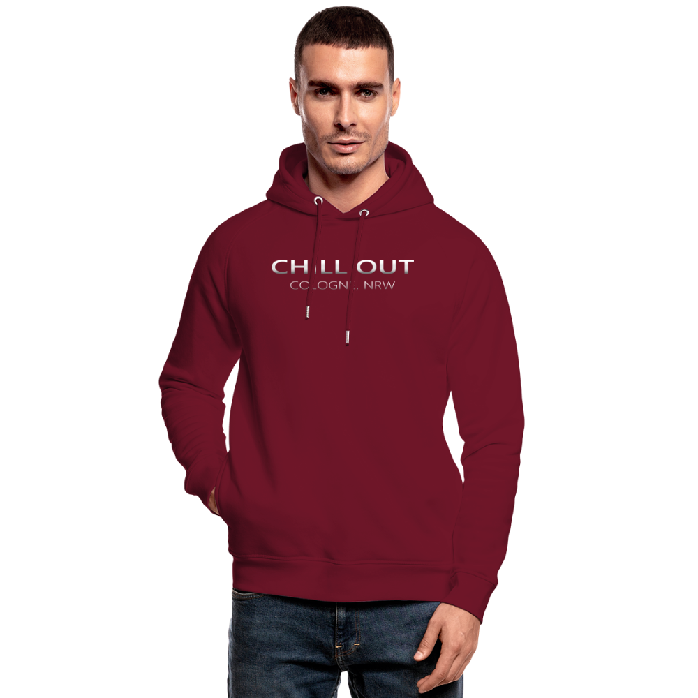 🌃 Unisex Premium Hoodie "CHILL OUT" Silver Sky - Burgunderrot