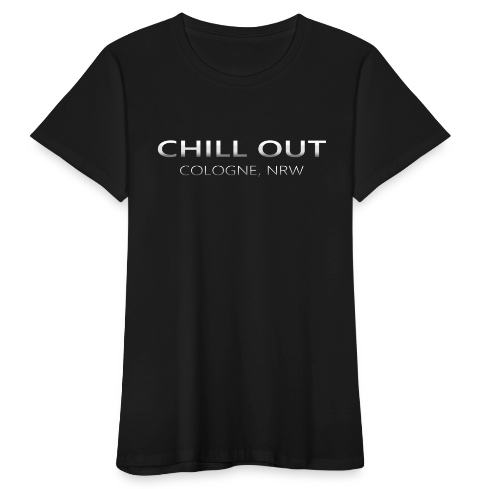 🌃 Women T-Shirt "CHILL OUT COLOGNE" Silver Sky - Schwarz